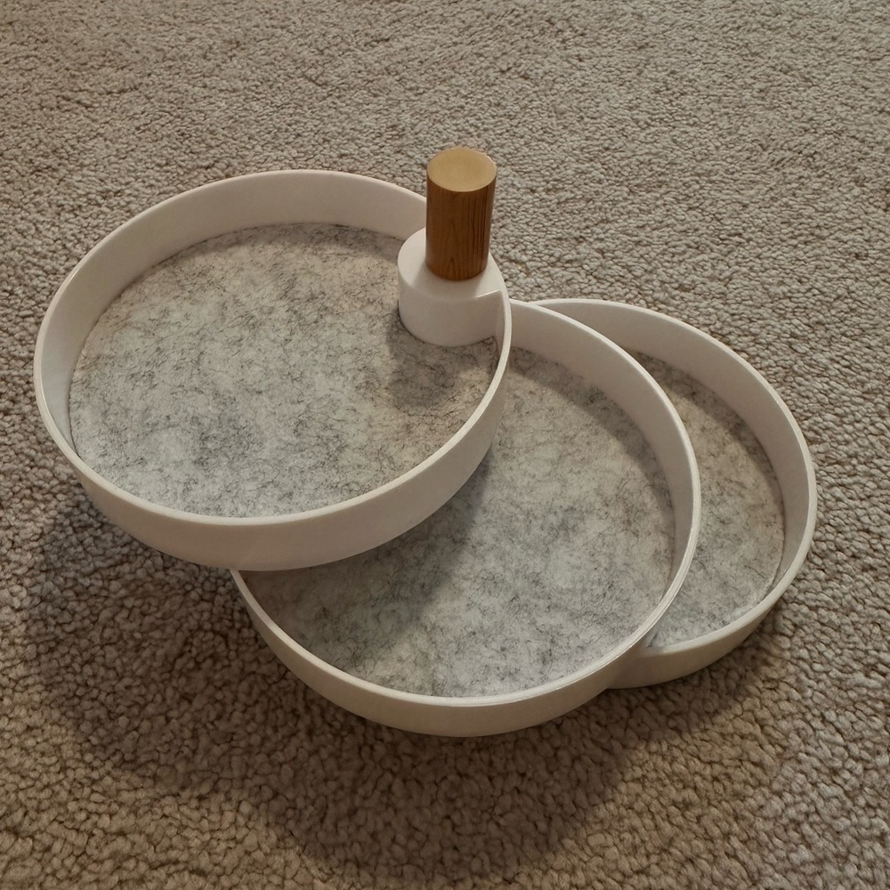 White Rotating Tiered Jewellery Tray